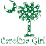 Carolina Girls and polka dots, a great combination! Get your Green Polka Dot Carolina Girl apparel, t-shirt, or gifts with a green South Carolina palmetto moon.