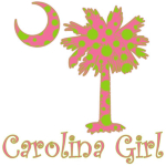 Carolina Girls and polka dots, a great combination! Get your Pink and Lime Green Polka Dot Carolina Girl apparel, t-shirts and gifts with a pink and lime green South Carolina palmetto moon.