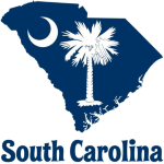 South Carolina Outline t-shirts, apparel and gifts with an outline of the state of South Carolina and the popular Palmetto Moon logo.