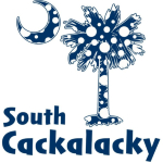 Blue Polka Dots South Cackalacky Palmetto Moon t-shirts, apparel and gifts features a Polka Dot South Carolina palmetto moon logo in blue.