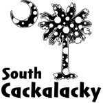 Black Polka Dots South Cackalacky Palmetto Moon t-shirts, apparel and gifts features a Polka Dot South Carolina palmetto moon logo in black.