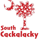 Red Polka Dots South Cackalacky Palmetto Moon t-shirts, apparel and gifts features a Polka Dot South Carolina palmetto moon logo in red.