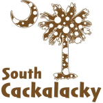 Brown Polka Dots South Cackalacky Palmetto Moon t-shirts, apparel and gifts features a Polka Dot South Carolina palmetto moon logo in brown.