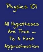 This funny physics student humor t-shirt and coffee mug design pokes fun a the way physicists speak. It says: "All Hypotheses Are True ... To A First Approximation."