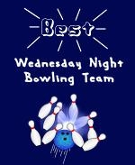 This evening league bowler shirt design says: "Best Wednesday Night Bowling Team." Beneath the caption is an image of a speeding bowling ball landing a perfect strike.