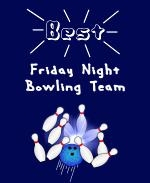 This comical league bowler shirt design says: "Best Friday Night Bowling Team." Beneath the caption is an image of a speeding bowling ball landing a perfect strike.
