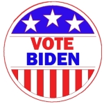 Walking teh dog or running errands can be a campaign event when you are wearing a t-shirt, tank top, or sweatshirt with a red, white and blue VOTE BIDEN design.