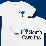 If you love South Carolina, then an I Love South Carolina t-shirt, apparel item or gift is perfect for you! This deluxe version features a palmetto moon on the front, pocket area and the design on the back.