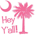 Say hello with the Pink Hey Y'all Palmetto Moon t-shirt, apparel, and gifts. It features the South Carolina palmetto moon.