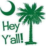 Say hello with the Green Hey Y'all Palmetto Moon t-shirt, apparel, and gifts. It features the South Carolina palmetto moon.