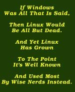 This clever Linux design uses a whimsical Linux limerick to tell of the amazing growth of the open source Linux operating system, and who (wise nerds) uses it.