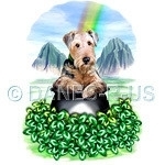 You've heard about the Pot of Gold at the end of the rainbow but have you ever seen it? A little known legends tells that it holds more than gold - an Airedale Terrier is said to be found among the riches. GREAT for St Patricks day or any day.