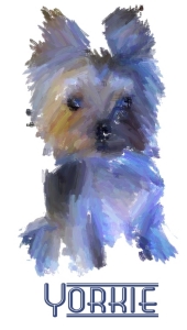 Yorkshire Terrier - big heart in a small package. Always cute, even when being naughty! For all Yorkie lovers see this adorable little doggie on t-shirts,bags,mousepads and household gifts.