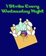 This funny league night bowling shirt shows a strike landing home, with the caption: "I Strike Every Wednesday Night."