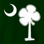 The White Clover Palmetto features a South Carolina palmetto and moon with a lucky four leaf clover top.