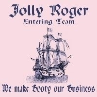 Join the Jolly Roger Entering Team, and make booty your business! Cool pirate ship design for business buccaneers!
