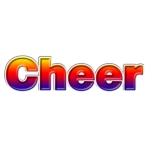 This bold cheer design looks great on a tee! Shades range from blue to yellow..... get one for your favorite cheerleader today!<br><br><b>Check out all of our other <a href="http://www.printfection.com/cheer">cheerleading designs!</a></b>