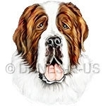 Digital painting of a St. Bernard head study / bust, Also available in an I Love My Saint Bernard variation from Danes-R-Us