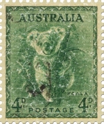 This Australian stamp was issued in 1932 and shows a koala. The design has a lightly distressed look for a more aged appearance.