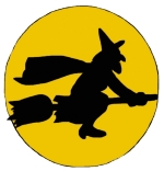 The classic silhouette of a witch on her broomstick riding against the bright full moon is a perfect party shirt for Halloween or just to wear for fun at any time of year.