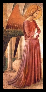 4 Fra Angelico golden angels from his Annunciation paintings from the golden age of the Italian Renaissance.