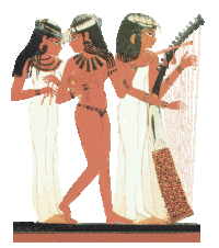 Wealthy Egyptians commissioned artists to paint colorful scenes in their tombs to ensure well being in the afterlife. These three musicians are only a very small part of a much larger banquet scene.