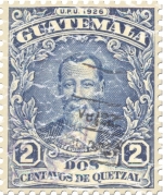 Honoring Justo Rufino Barrios, Guatemalan president from 1873- 1885. This stamp was issued in 1926. The design has a lightly distress look for a more aged appearance.