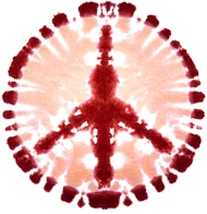 This tie dye design is a simulation. Shirts are not actually tie dyed, the ink is applied directly to the shirt in the formation of a peace sign. Get the hippie look without the worries and mess of tie dye.