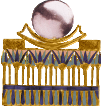From the tomb of Tutankhamum. This piece represents the moon in a boat crossing the night sky. It shows wear and was worn during the kings lifetime.