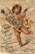 Austen's Forest Flower Cologne is a vintage fragrance advertisement from 1908. This design has a lightly distressed look as though you've had it for years.