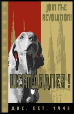 This Weimaraner graphic is created in the style of Russian poster art!
