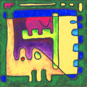 Elephant Dreams. What do elephants dream about? An abstract world of brilliant colors and shapes..? Maybe. Only elephants know for sure. Whimsical surreal image on t-wshirts and housewares makes a great gifts for all your cool friends. ( and you too)