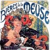 Alphonse Mucha is the best known Art Nouveau artist of his time. This beer ad is from the 1890's and has a lightly distressed look for a more aged appearance.