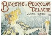 Biscuits and Chocolate Delacre is a vintage advertisement from 1892. The design has a lightly distressed appearance as though you've had it for years.