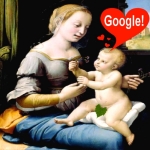 Did you know that the first words of the baby Jesus were "Google!" This digitally remastered painting by Raphael shows the baby Jesus goo-goo-googleing! Everyone will love it!