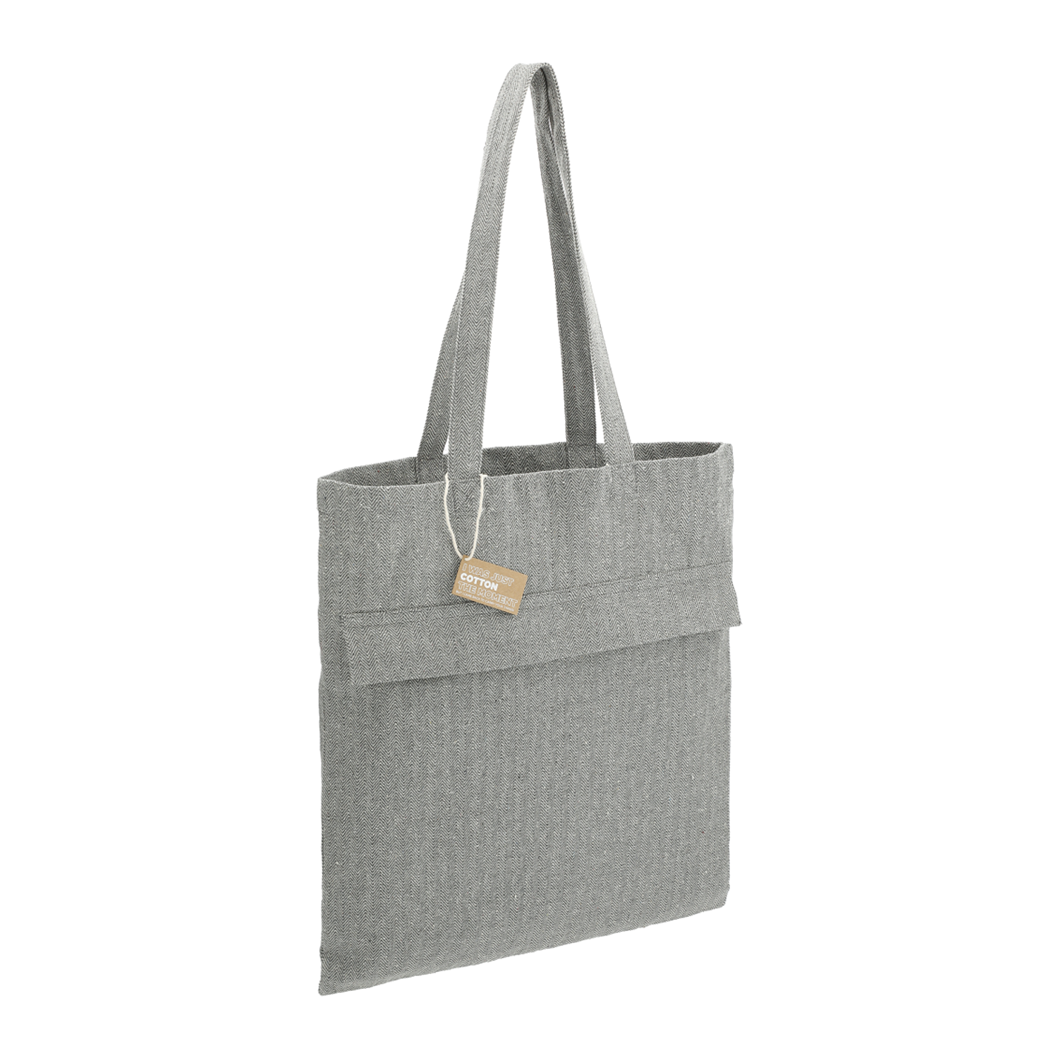 Customized Recycled Cotton Herringbone Tote with Zip Pocket Printfection